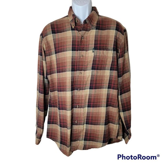 G.H. Bass & Co. Other - G.H. Bass & Co. Men's Brown & Tan Flannel Plaid Button Down Size Large EUC
